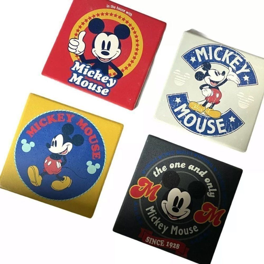 Disney Mickey Mouse Retro 4 Pc Coaster Square Coffee Table Decor‎ Accent Ears